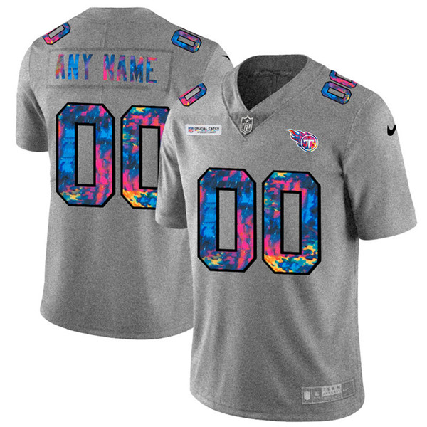 Tennessee Titans Customized Custom 2020 Grey Crucial Catch Limited Stitched Jersey