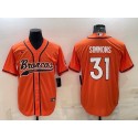 Denver Broncos #31 Justin Simmons Orange With Patch Cool Base Stitched Baseball Jersey
