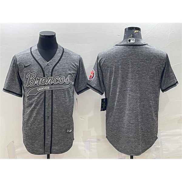 Denver Broncos Blank Gray With Patch Cool Base Stitched Baseball Jersey