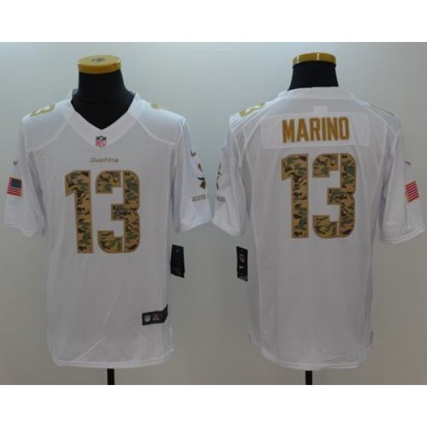 Dolphins #13 Dan Marino White Stitched Limited Salute To Service Nike Jersey