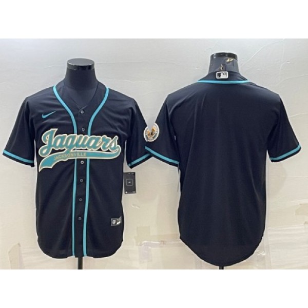 Jacksonville Jaguars Blank Black With Patch Cool Base Stitched Baseball Jersey