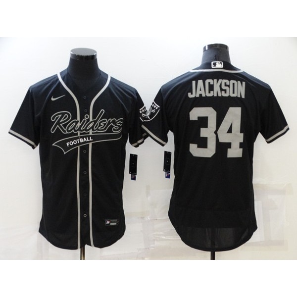 Las Vegas Raiders #34 Bo Jackson Black Flex Base Stitched Jersey