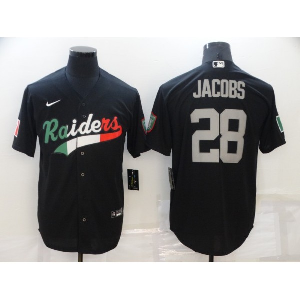 Las Vegas Raiders #28 Josh Jacobs Black Mexico Stitched Jersey