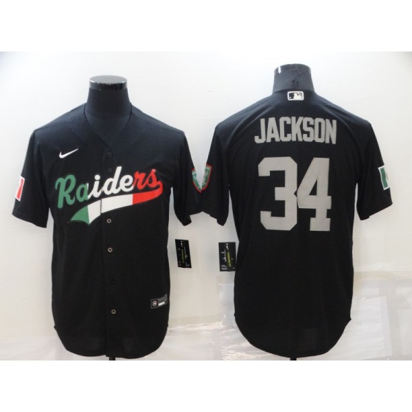 Las Vegas Raiders #34 Bo Jackson Black Mexico Stitched Jersey