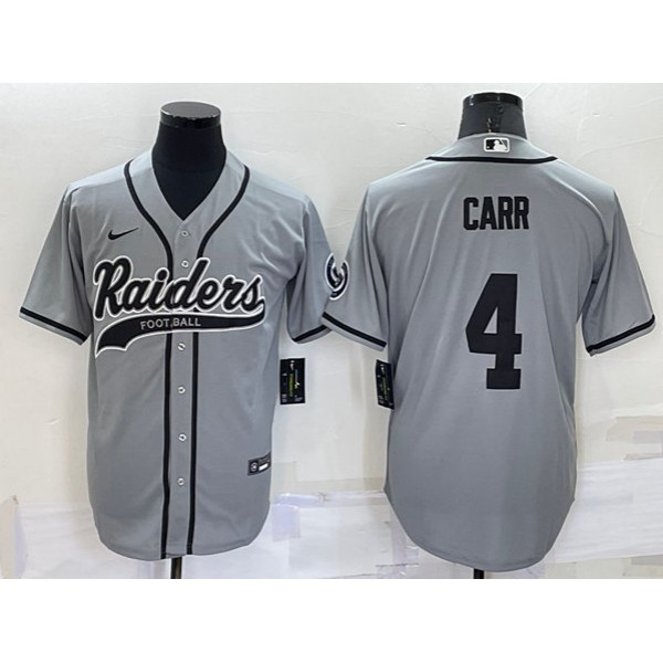 Las Vegas Raiders #4 Derek Carr Gray Cool Base Stitched Baseball Jersey