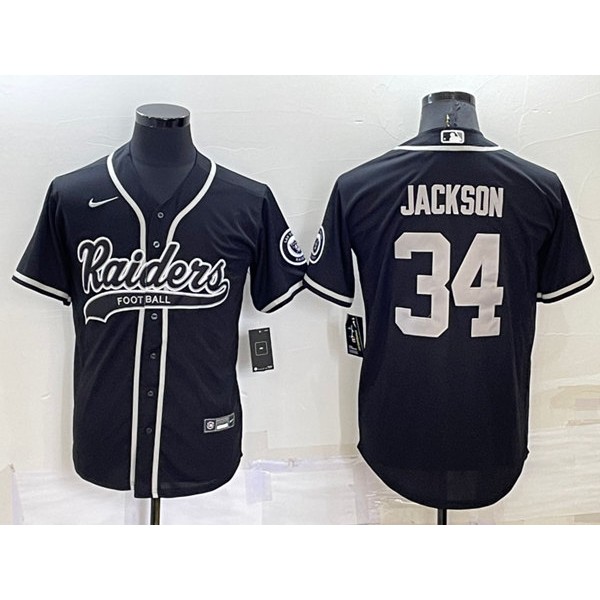 Las Vegas Raiders #34 Bo Jackson Black Cool Base Stitched Baseball Jersey