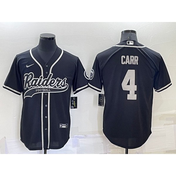 Las Vegas Raiders #4 Derek Carr Black Cool Base Stitched Baseball Jersey