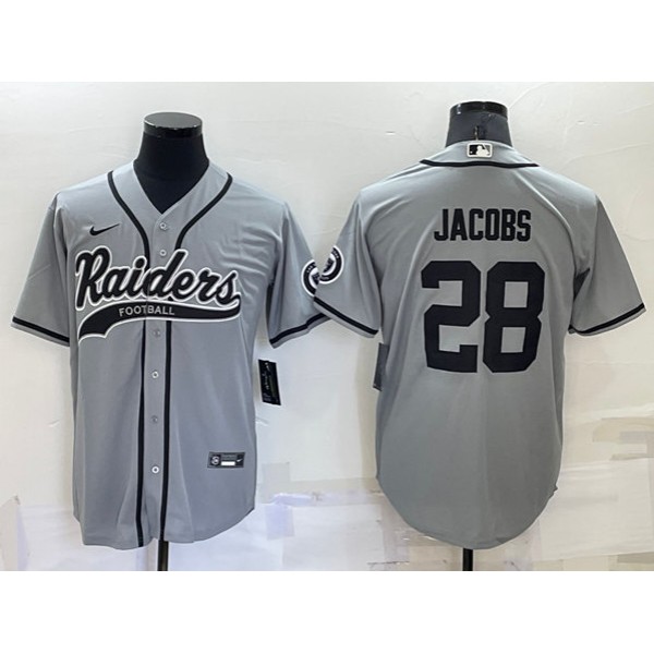 Las Vegas Raiders #28 Josh Jacobs Gray Cool Base Stitched Baseball Jersey