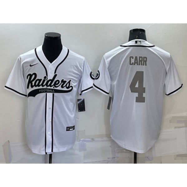 Las Vegas Raiders #4 Derek Carr White Gray Cool Base Stitched Baseball Jersey