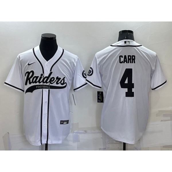 Las Vegas Raiders #4 Derek Carr White Cool Base Stitched Baseball Jersey