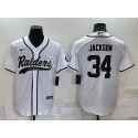 Las Vegas Raiders #34 Bo Jackson White Cool Base Stitched Baseball Jersey