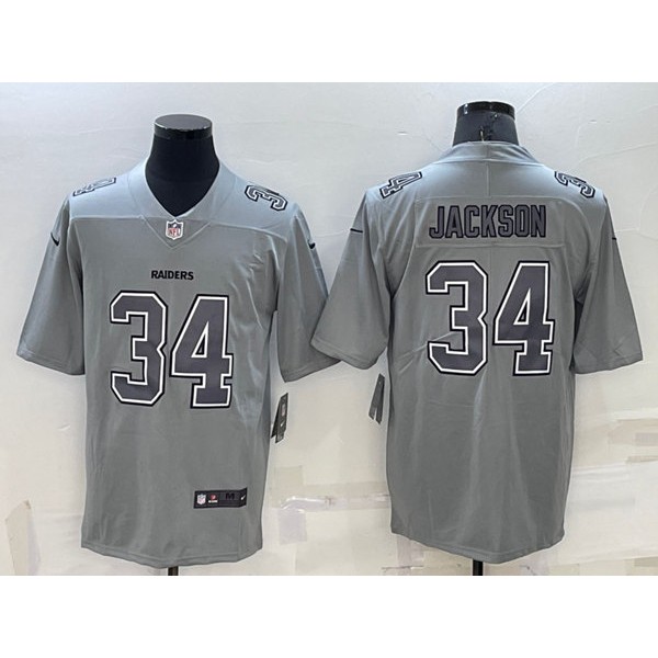 Las Vegas Raiders #34 Bo Jackson Gray Atmosphere Fashion Stitched Jersey