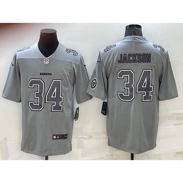 Las Vegas Raiders #34 Bo Jackson Gray With Patch Atmosphere Fashion Stitched Jersey