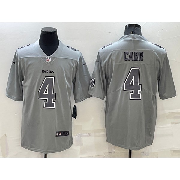 Las Vegas Raiders #4 Derek Carr Gray With Patch Atmosphere Fashion Stitched Jersey
