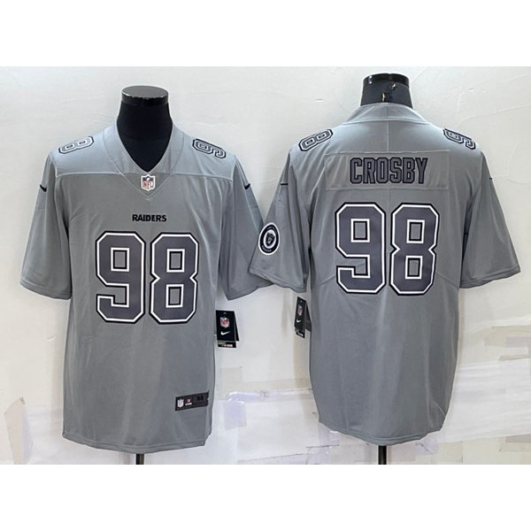 Las Vegas Raiders #98 Maxx Crosby Gray With Patch Atmosphere Fashion Stitched Jersey