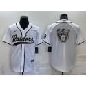 Las Vegas Raiders White Team Big Logo With Patch Cool Base Stitched Baseball Jersey