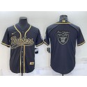 Las Vegas Raiders Black Gold Team Big Logo With Patch Cool Base Stitched Baseball Jersey