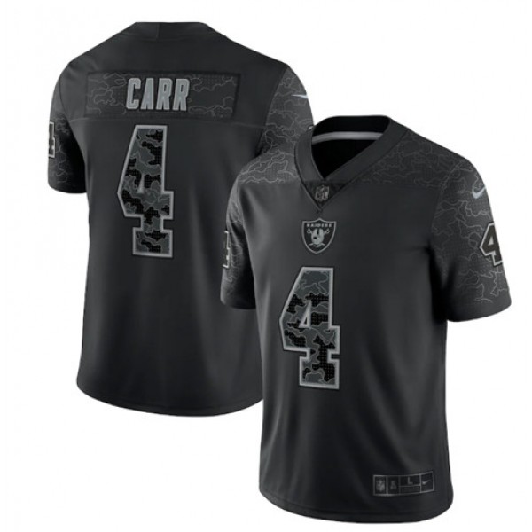 Las Vegas Raiders #4 Derek Carr Black Reflective Limited Stitched Football Jersey