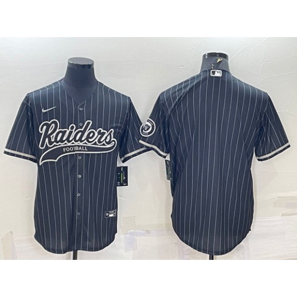 Las Vegas Raiders Blank Black With Patch Cool Base Stitched Baseball Jersey