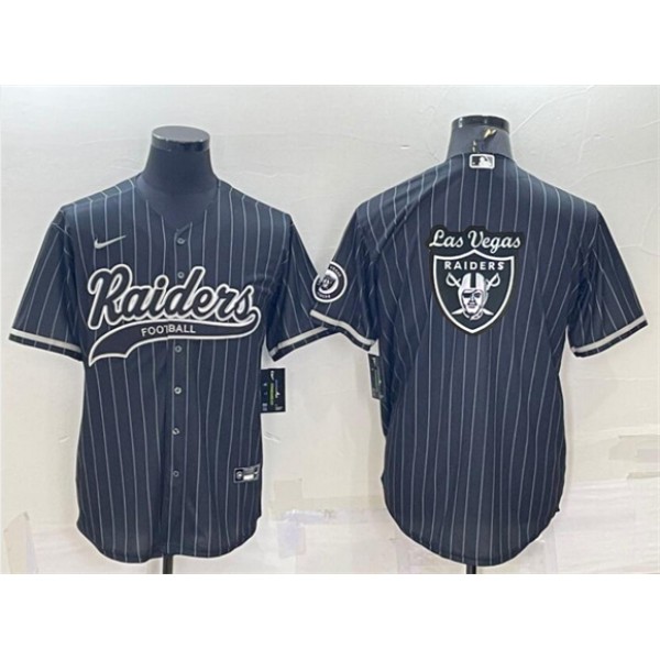 Las Vegas Raiders Black Team Big Logo With Patch Cool Base Stitched Baseball Jersey