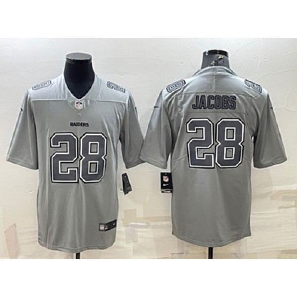 Las Vegas Raiders #28 Josh Jacobs Gray Atmosphere Fashion Stitched Jersey