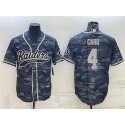 Las Vegas Raiders #4 Derek Carr Gray Camo With Patch Cool Base Stitched Baseball Jersey