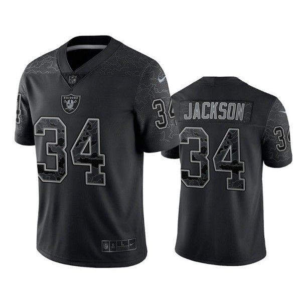 Las Vegas Raiders #34 Bo Jackson Black Reflective Limited Stitched Football Jersey