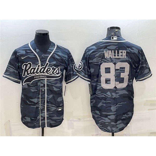 Las Vegas Raiders #83 Darren Waller Gray Camo With Patch Cool Base Stitched Baseball Jersey
