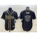 Las Vegas Raiders #4 Derek Carr Black Gold Team Big Logo With Patch Cool Base Stitched Baseball Jersey