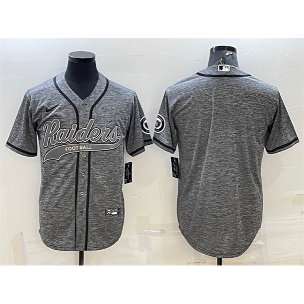 Las Vegas Raiders Blank Gray With Patch Cool Base Stitched Baseball Jersey