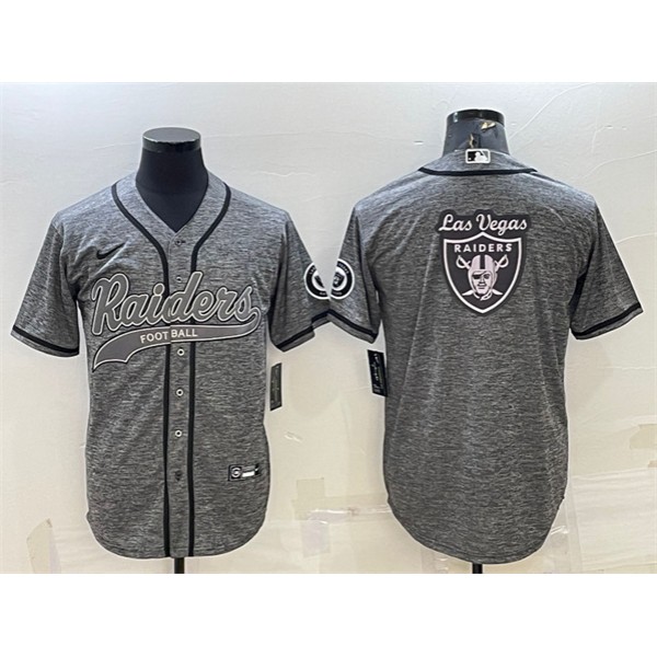 Las Vegas Raiders Gray Team Big Logo With Patch Cool Base Stitched Baseball Jersey