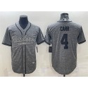 Las Vegas Raiders #4 Derek Carr Gray With Patch Cool Base Stitched Baseball Jersey