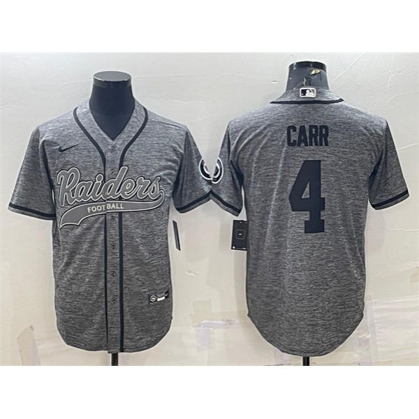 Las Vegas Raiders #4 Derek Carr Gray With Patch Cool Base Stitched Baseball Jersey