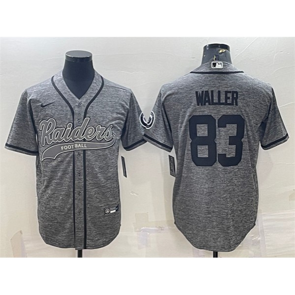 Las Vegas Raiders #83 Darren Waller Gray With Patch Cool Base Stitched Baseball Jersey