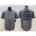 Las Vegas Raiders #28 Josh Jacobs Gray With Patch Cool Base Stitched Baseball Jersey
