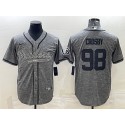 Las Vegas Raiders #98 Maxx Crosby Gray With Patch Cool Base Stitched Baseball Jersey