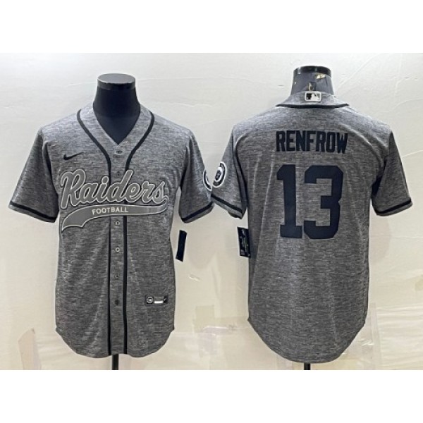 Las Vegas Raiders #13 Hunter Renfrow Gray With Patch Cool Base Stitched Baseball Jersey