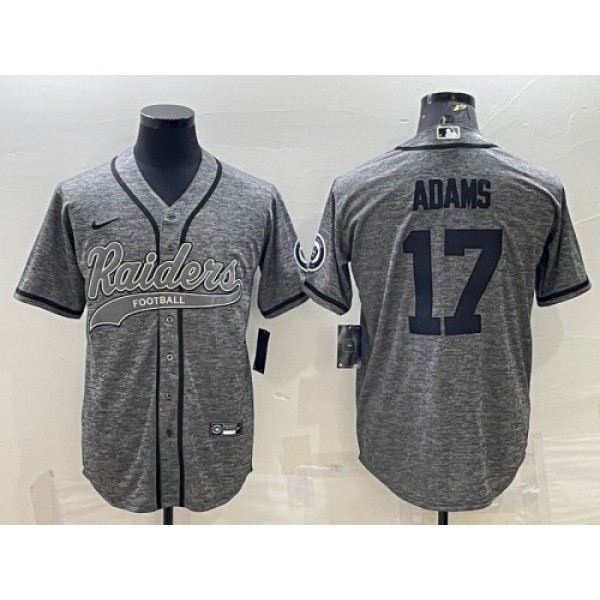 Las Vegas Raiders #17 Davante Adams Gray With Patch Cool Base Stitched Baseball Jersey