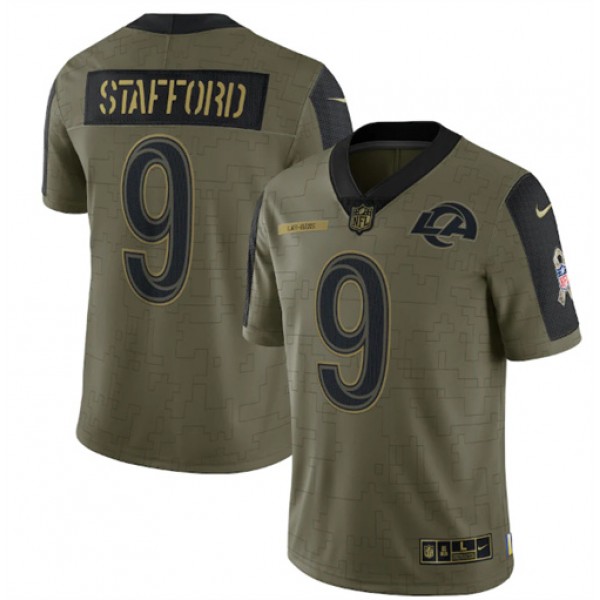 Los Angeles Rams #9 Matthew Stafford 2021 Olive Salute To Service Limited Stitched Jersey