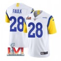 Los Angeles Rams #28 Marshall Faulk White 2022 Super Bowl LVI Vapor Limited Stitched Jersey