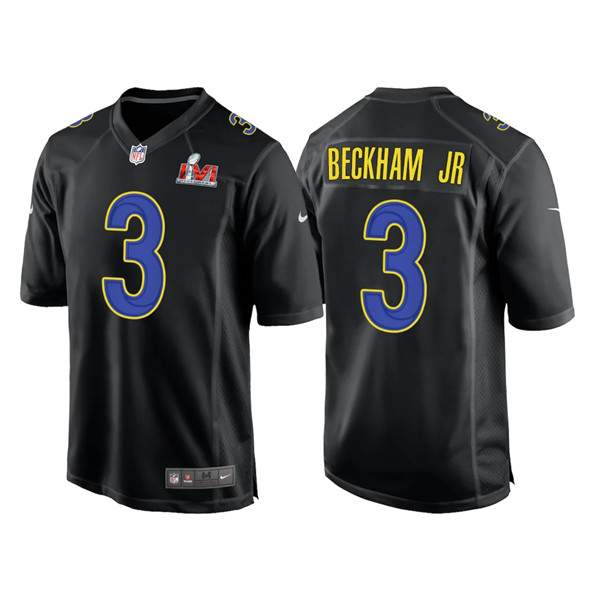 Los Angeles Rams #3 Odell Beckham Jr. Black 2022 Super Bowl LVI Game Stitched Jersey