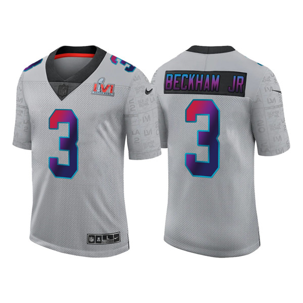Los Angeles Rams #3 Odell Beckham Jr. Gray 2022 Super Bowl LVI Limited Stitched Jersey