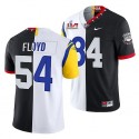 Los Angeles Rams X Georgia Bulldogs #54 Leonard Floyd Black White Split Stitched Jersey
