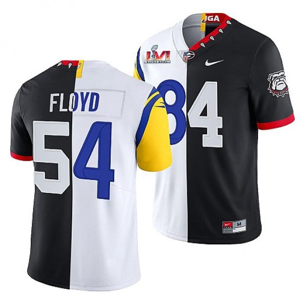 Los Angeles Rams X Georgia Bulldogs #54 Leonard Floyd Black White Split Stitched Jersey