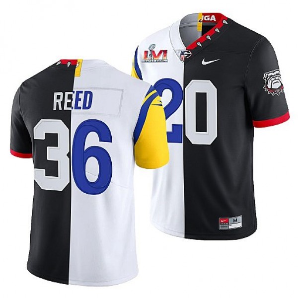 Los Angeles Rams X Georgia Bulldogs #36 J.R. Reed Black White Split Stitched Jersey