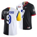 Los Angeles Rams X Georgia Bulldogs #9 Matthew Stafford Black White Split Stitched Jersey