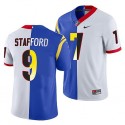 Los Angeles Rams X Georgia Bulldogs #9 Matthew Stafford White Royal Split Stitched Jersey