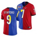 Los Angeles Rams X Georgia Bulldogs #9 Matthew Stafford Red Royal Split Stitched Jersey