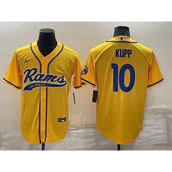 Los Angeles Rams #10 Cooper Kupp Yellow Cool Base Stitched Baseball Jersey