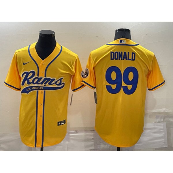 Los Angeles Rams #99 Aaron Donald Yellow Cool Base Stitched Baseball Jersey